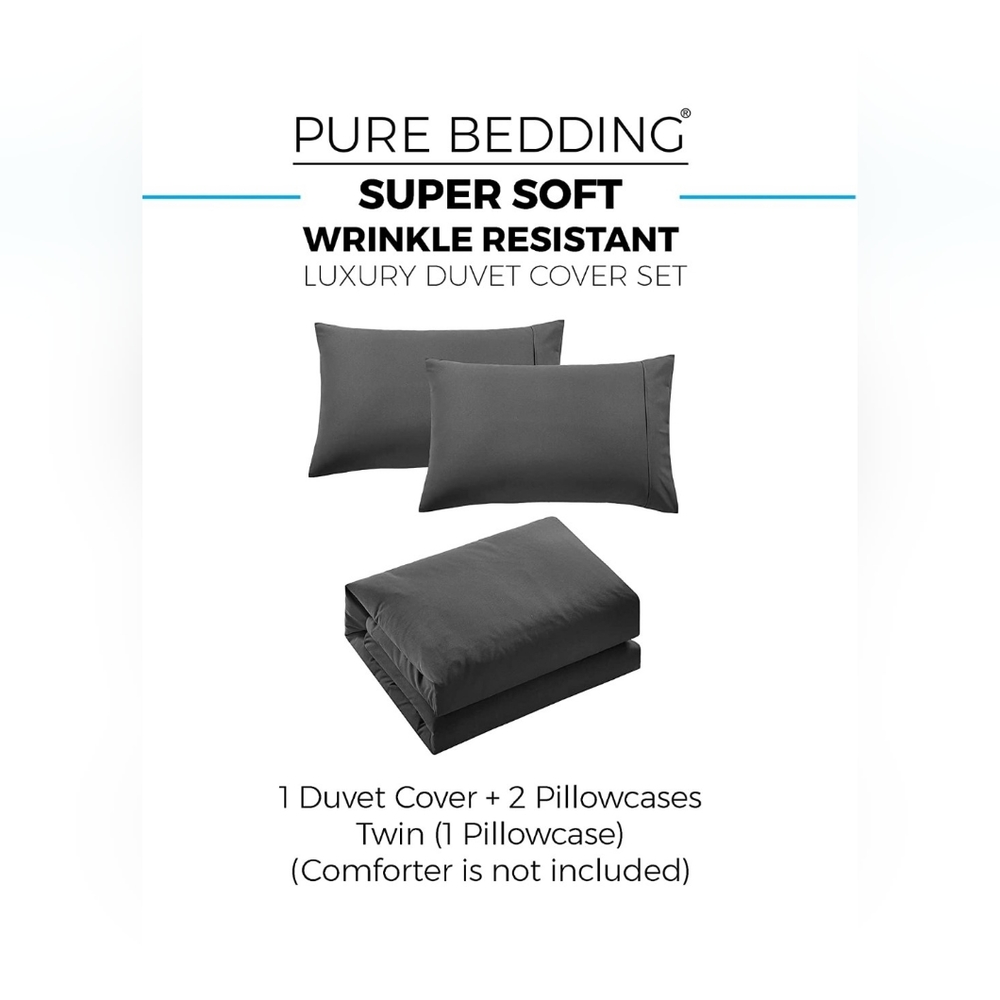 Dark gray duvet cover set - Queen - Picture 3 of 4